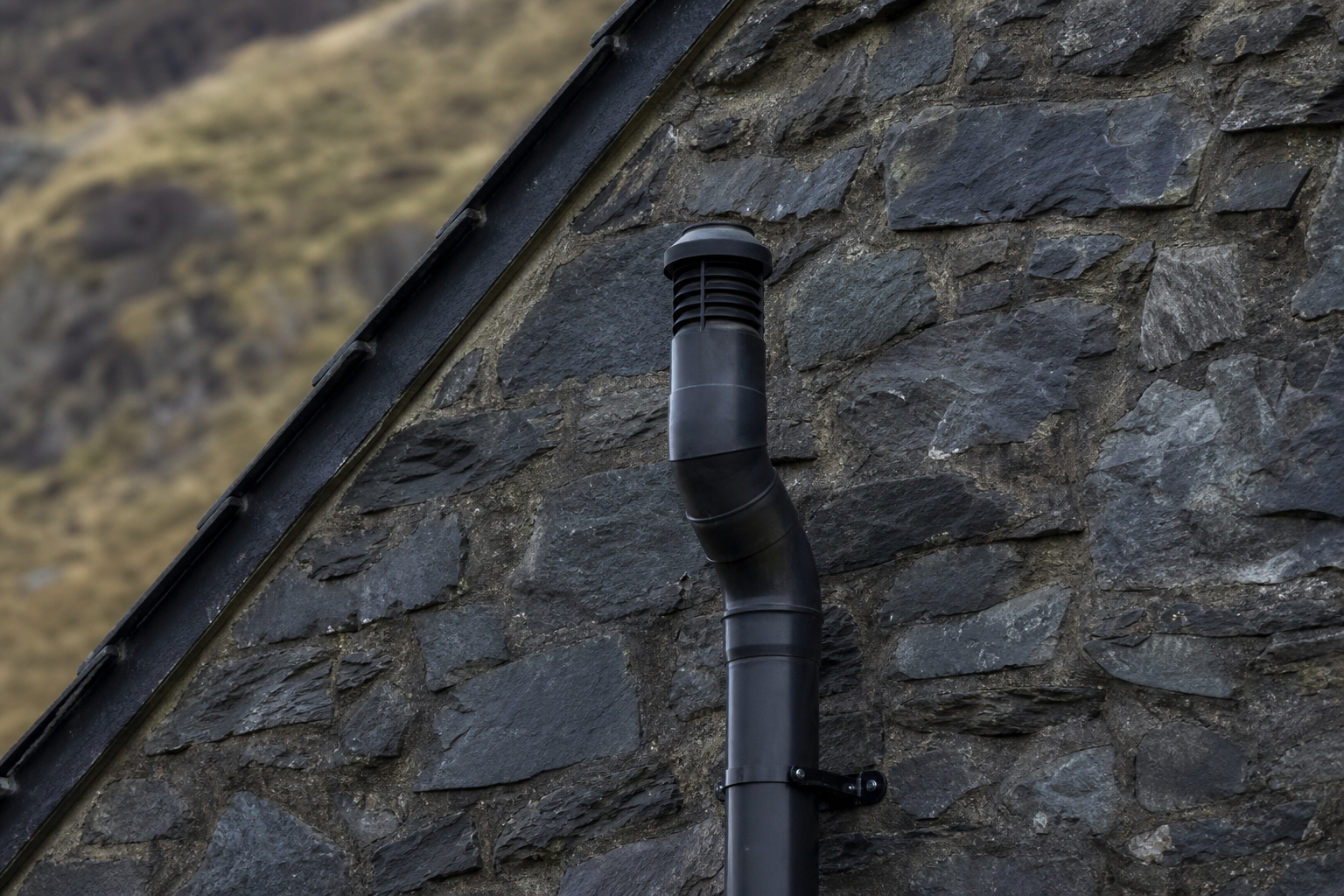 Boiler and flue detail Blaenau cottage